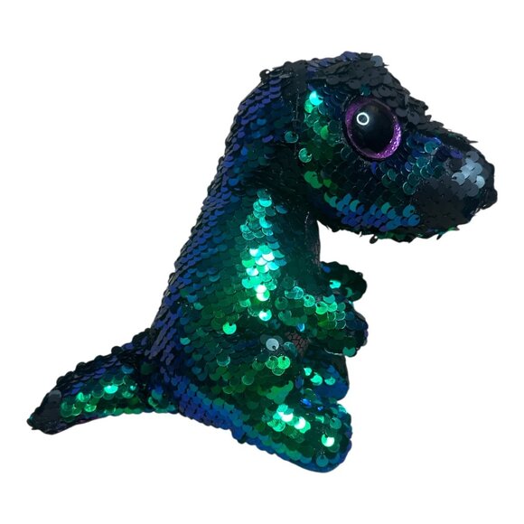 TY Flippables Tremor Aqua Pink Sequin 	Small Dinosaur Toy Birth September 5th - Picture 1 of 6